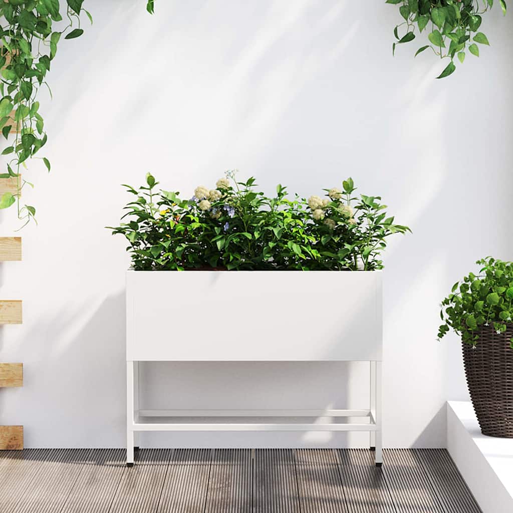 Ghiveci ridicat pentru grădină Alb 60 x 26 x 45 cm Oțel GartenMobel Dekor