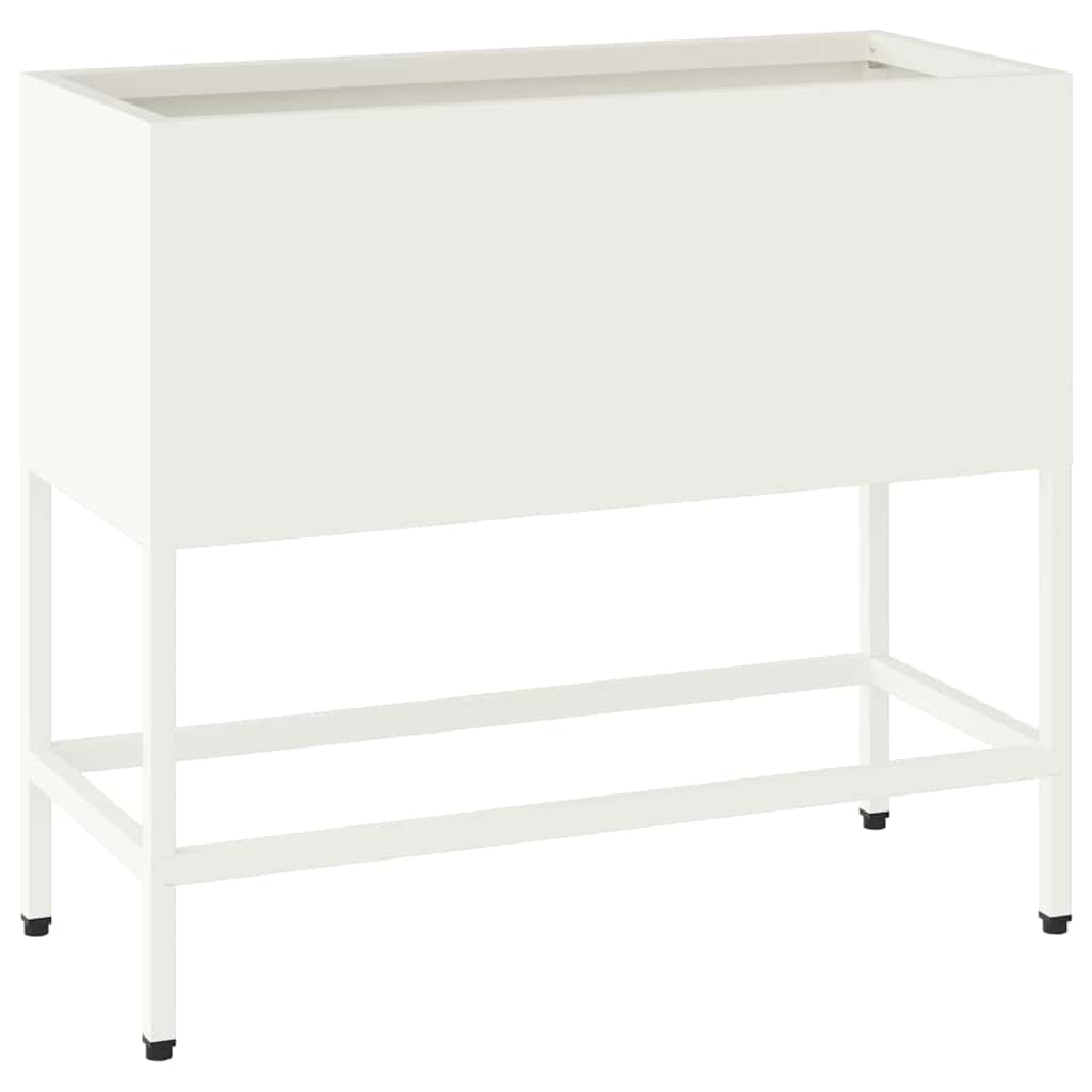 Ghiveci ridicat pentru grădină Alb 60 x 26 x 45 cm Oțel GartenMobel Dekor