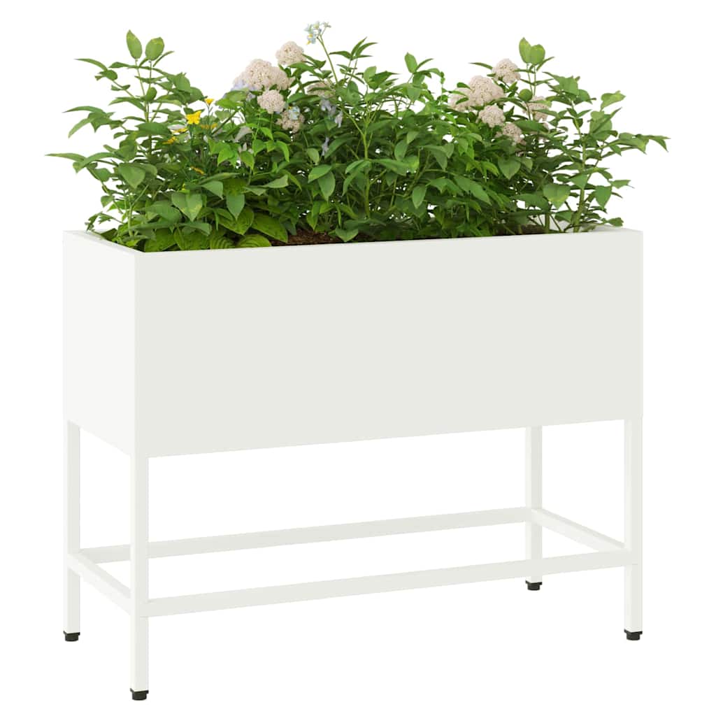 Ghiveci ridicat pentru grădină Alb 60 x 26 x 45 cm Oțel GartenMobel Dekor