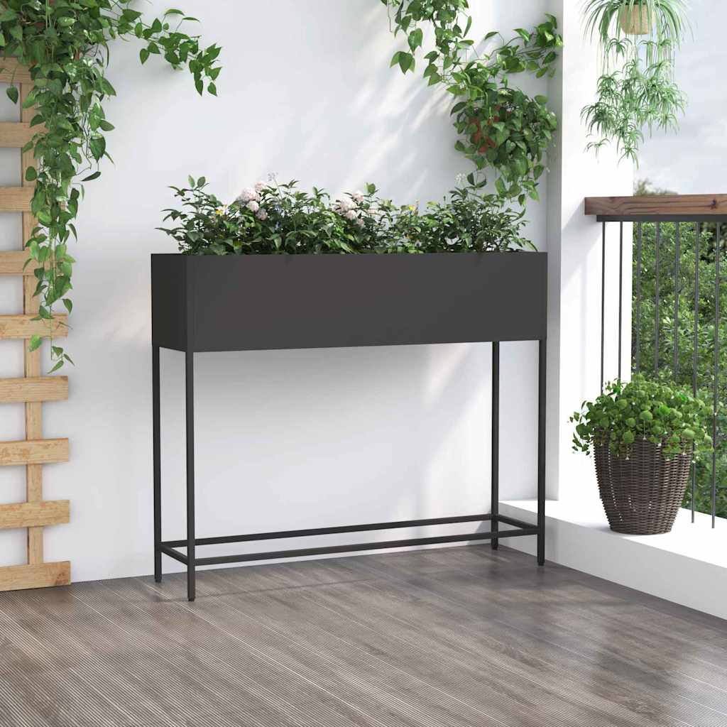 Ghiveci ridicat pentru grădină Negru 100 x 26 x 82 cm Oțel GartenMobel Dekor