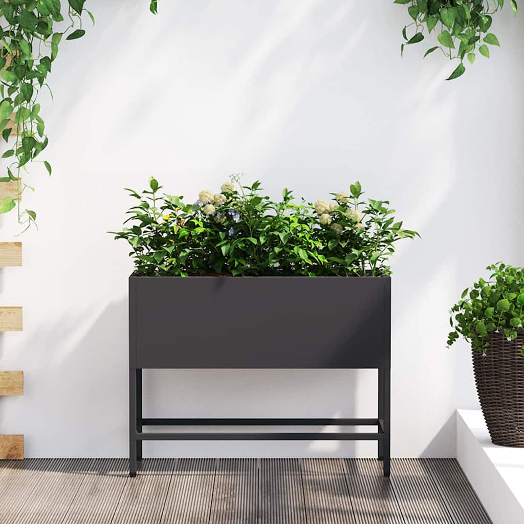 Ghiveci ridicat pentru grădină Negru 60 x 26 x 45 cm Oțel GartenMobel Dekor