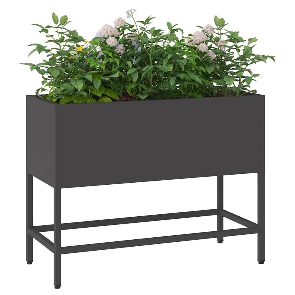 Ghiveci ridicat pentru grădină Negru 60 x 26 x 45 cm Oțel GartenMobel Dekor