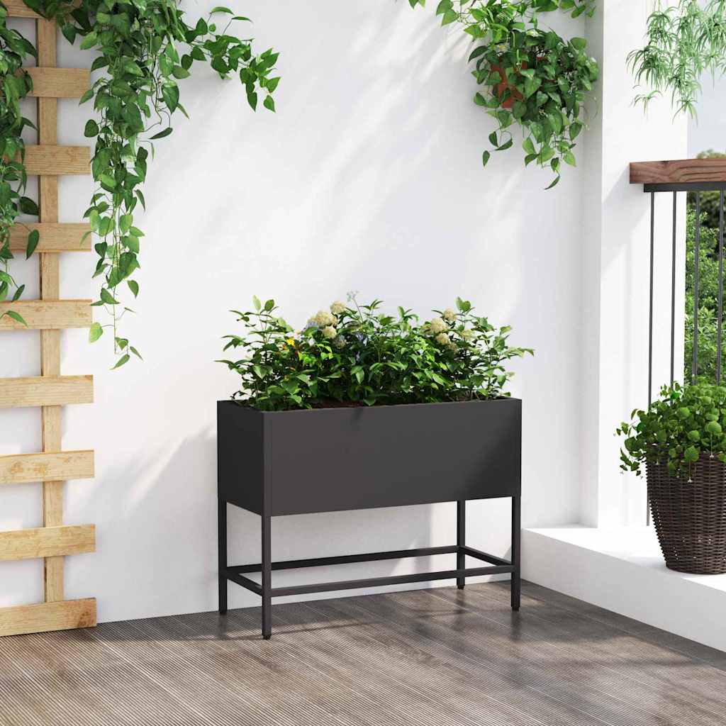 Ghiveci ridicat pentru grădină Negru 60 x 26 x 45 cm Oțel GartenMobel Dekor