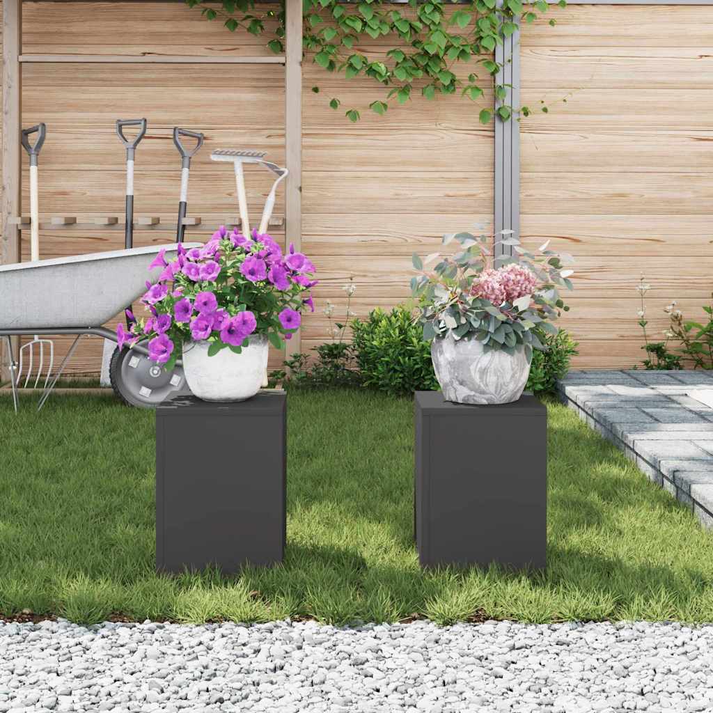 Suporturi pentru plante 2 pcs Negru 24 x 24 x 35 cm Oțel GartenMobel Dekor
