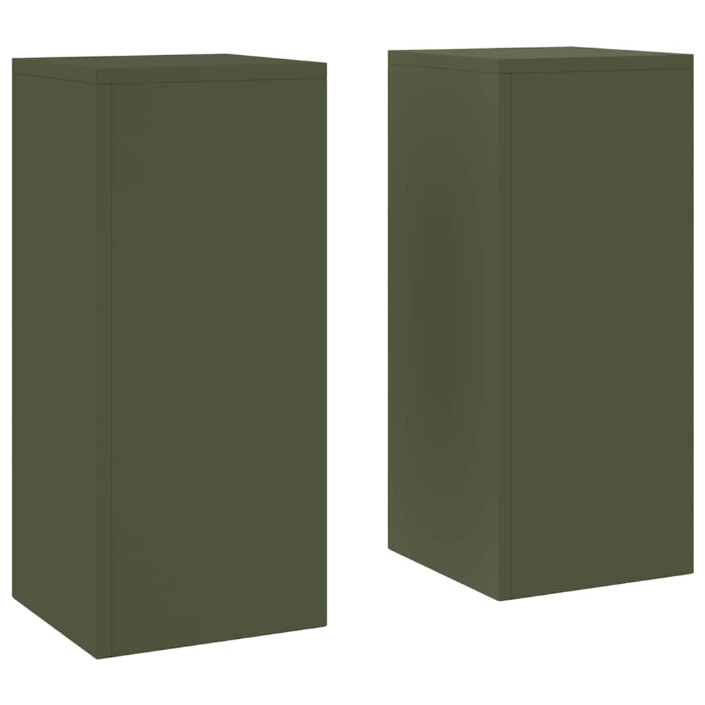 Suporturi pentru plante 2 pcs Olivengrønn 24 x 24 x 55 cm Oțel GartenMobel Dekor