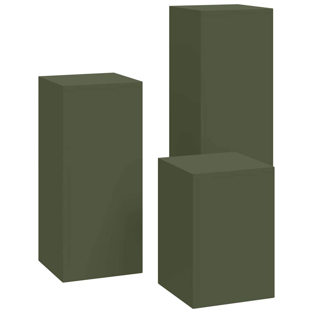 Suporturi pentru plante 3 pcs Olivengrønn 24 x 24 x 75 cm Oțel GartenMobel Dekor