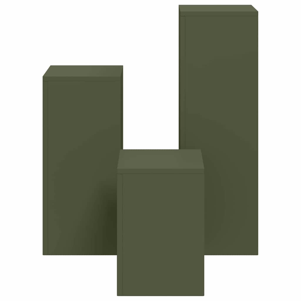Suporturi pentru plante 3 pcs Olivengrønn 24 x 24 x 75 cm Oțel GartenMobel Dekor