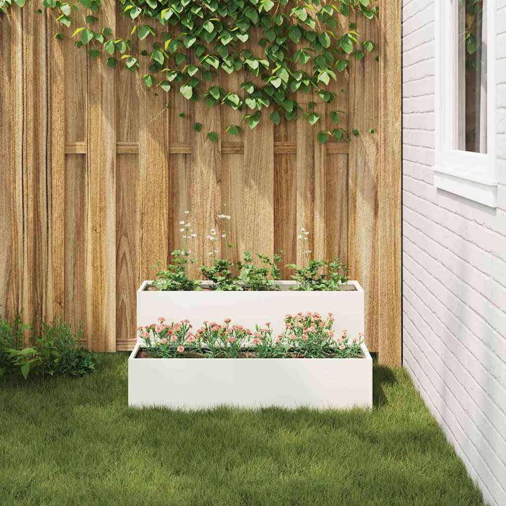 Vază pentru Grădină Alb 100 x 60 x 45 cm Oțel GartenMobel Dekor
