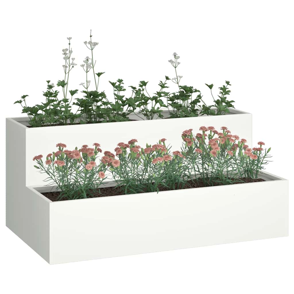 Vază pentru Grădină Alb 100 x 60 x 45 cm Oțel GartenMobel Dekor