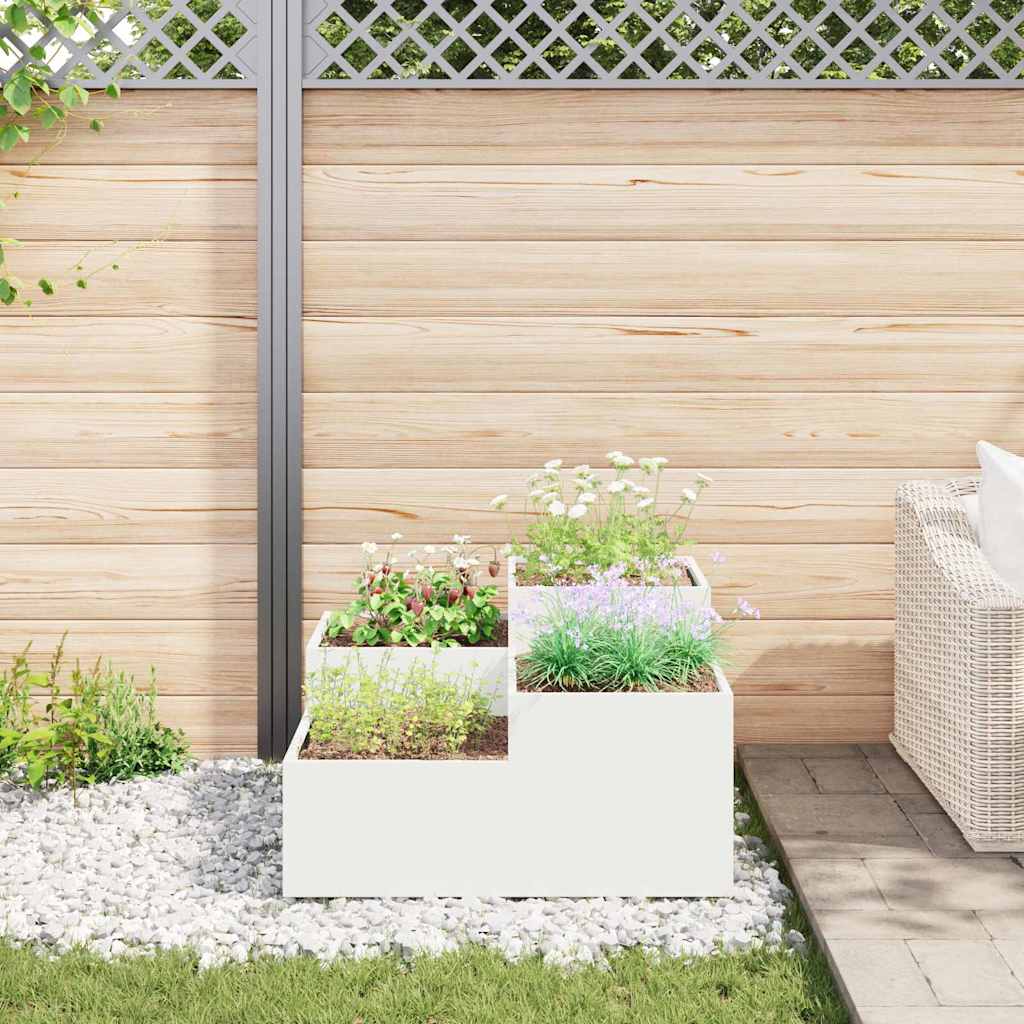 Vază pentru Grădină Alb 80 x 80 x 48 cm Oțel GartenMobel Dekor