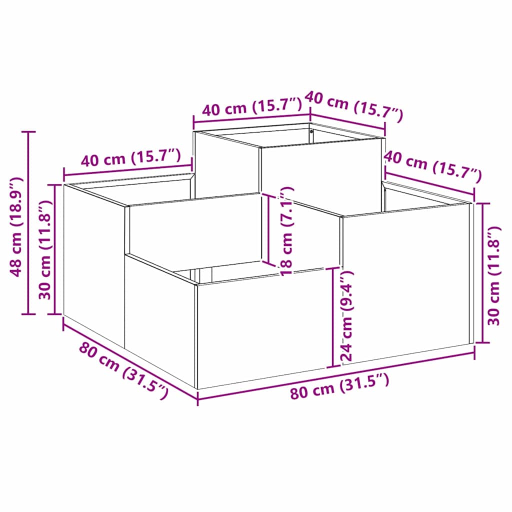 Vază pentru Grădină Alb 80 x 80 x 48 cm Oțel GartenMobel Dekor