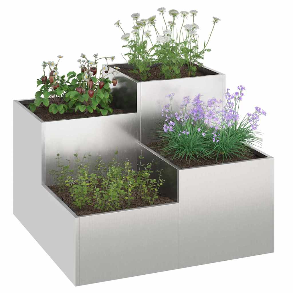 Vază pentru Grădină Argintiu 100 x 100 x 60 cm Oțel inoxidabil GartenMobel Dekor