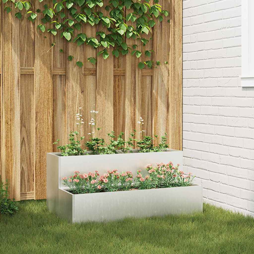Vază pentru Grădină Argintiu 100 x 60 x 45 cm Oțel inoxidabil GartenMobel Dekor