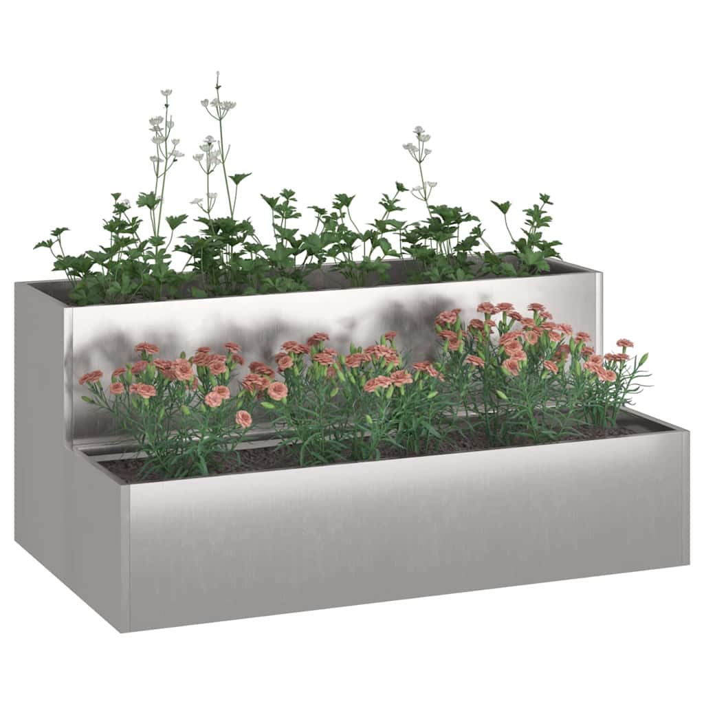 Vază pentru Grădină Argintiu 100 x 60 x 45 cm Oțel inoxidabil GartenMobel Dekor
