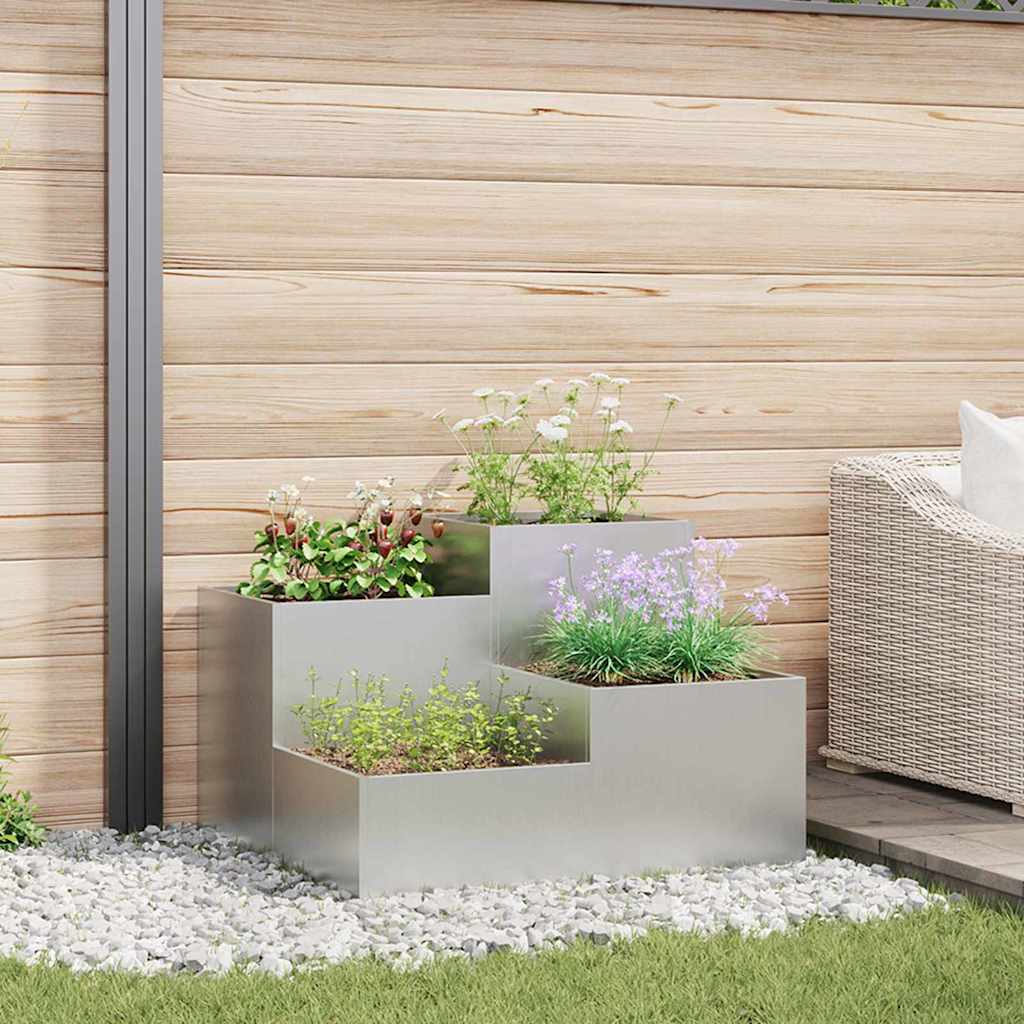 Vază pentru Grădină Argintiu 80 x 80 x 60 cm Oțel galvanizat GartenMobel Dekor