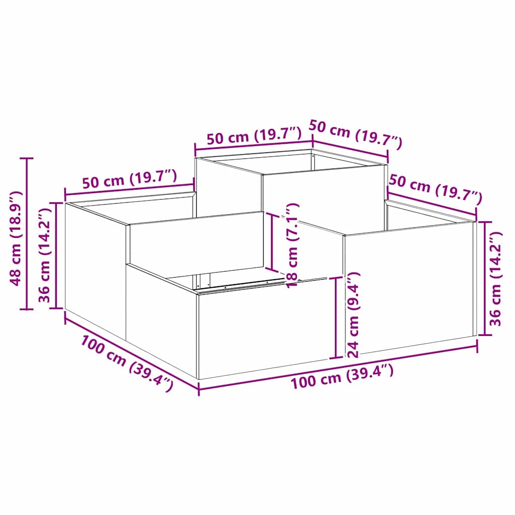Vază pentru Grădină Negru 100 x 100 x 48 cm Oțel GartenMobel Dekor