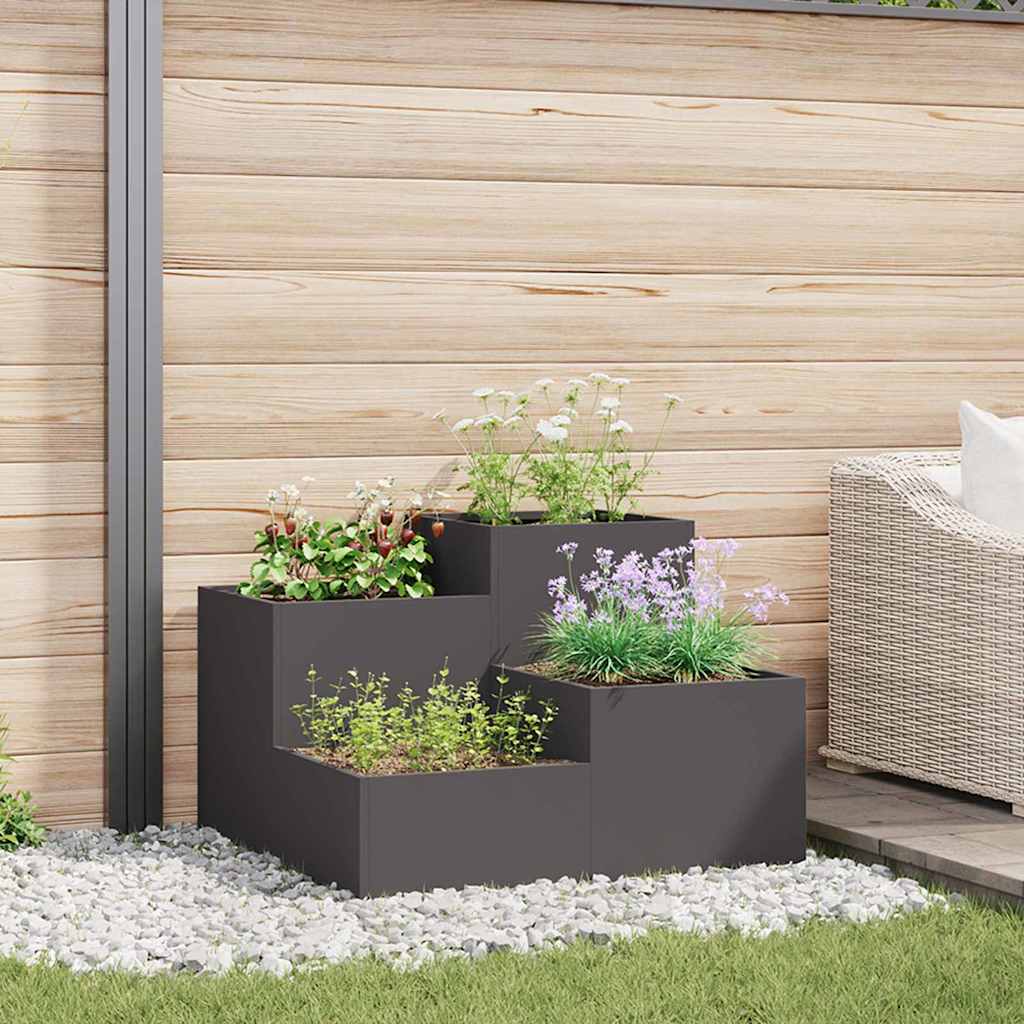 Vază pentru Grădină Negru 100 x 100 x 60 cm Oțel GartenMobel Dekor