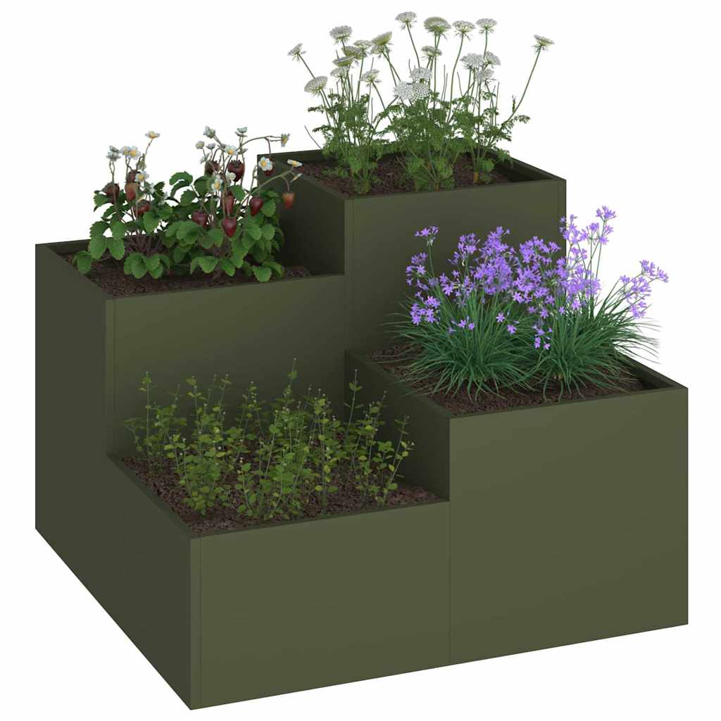 Vază pentru Grădină Olivengrønn 100 x 100 x 60 cm Oțel GartenMobel Dekor