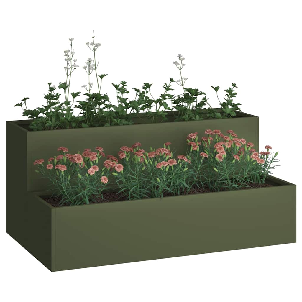 Vază pentru Grădină Olivengrønn 100 x 60 x 45 cm Oțel GartenMobel Dekor