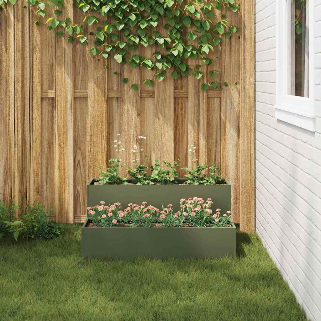 Vază pentru Grădină Olivengrønn 100 x 60 x 45 cm Oțel GartenMobel Dekor