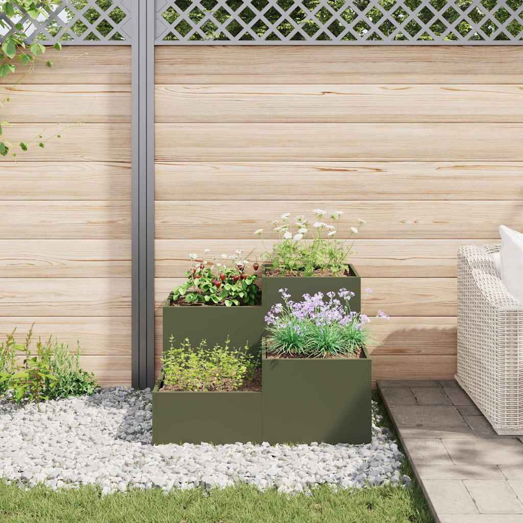 Vază pentru Grădină Olivengrønn 80 x 80 x 60 cm Oțel GartenMobel Dekor