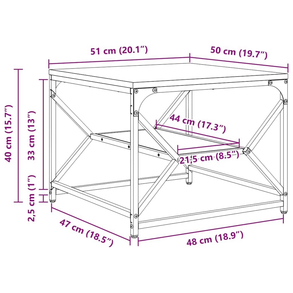 Masă de cafea stejar artizanal 51 x 50 x 40 cm GartenMobel Dekor