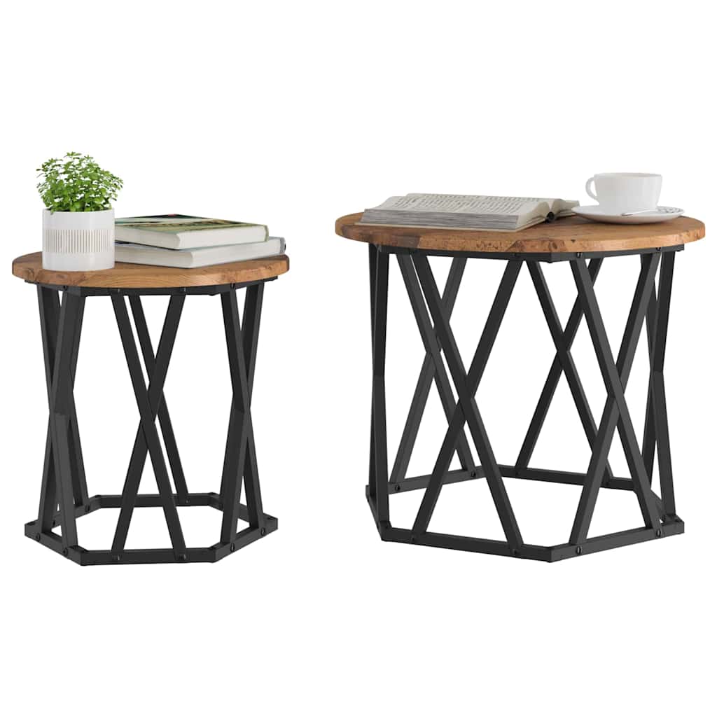 Masă laterală 2 pcs Lemn recuperat 50 x 50 x 40 cm GartenMobel Dekor