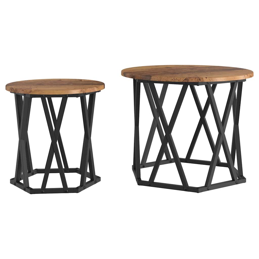 Masă laterală 2 pcs Lemn recuperat 50 x 50 x 40 cm GartenMobel Dekor