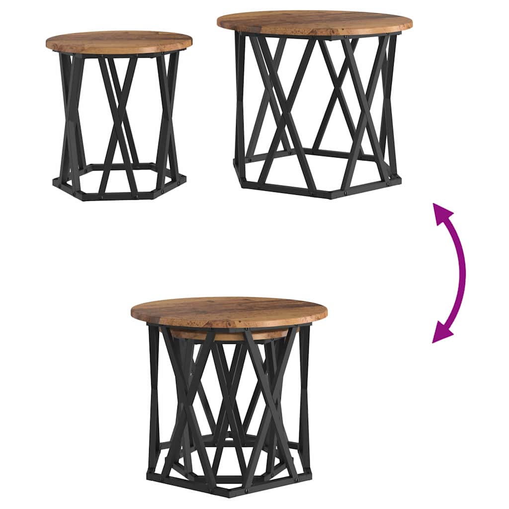 Masă laterală 2 pcs Lemn recuperat 50 x 50 x 40 cm GartenMobel Dekor