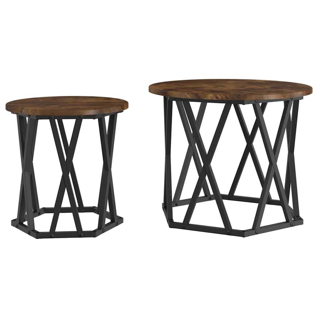 Masă laterală 2 pcs Stejar afumat 50 x 50 x 40 cm GartenMobel Dekor