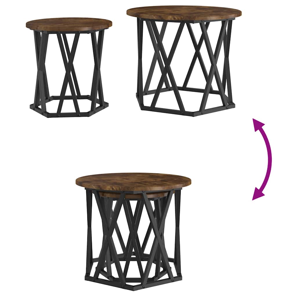 Masă laterală 2 pcs Stejar afumat 50 x 50 x 40 cm GartenMobel Dekor