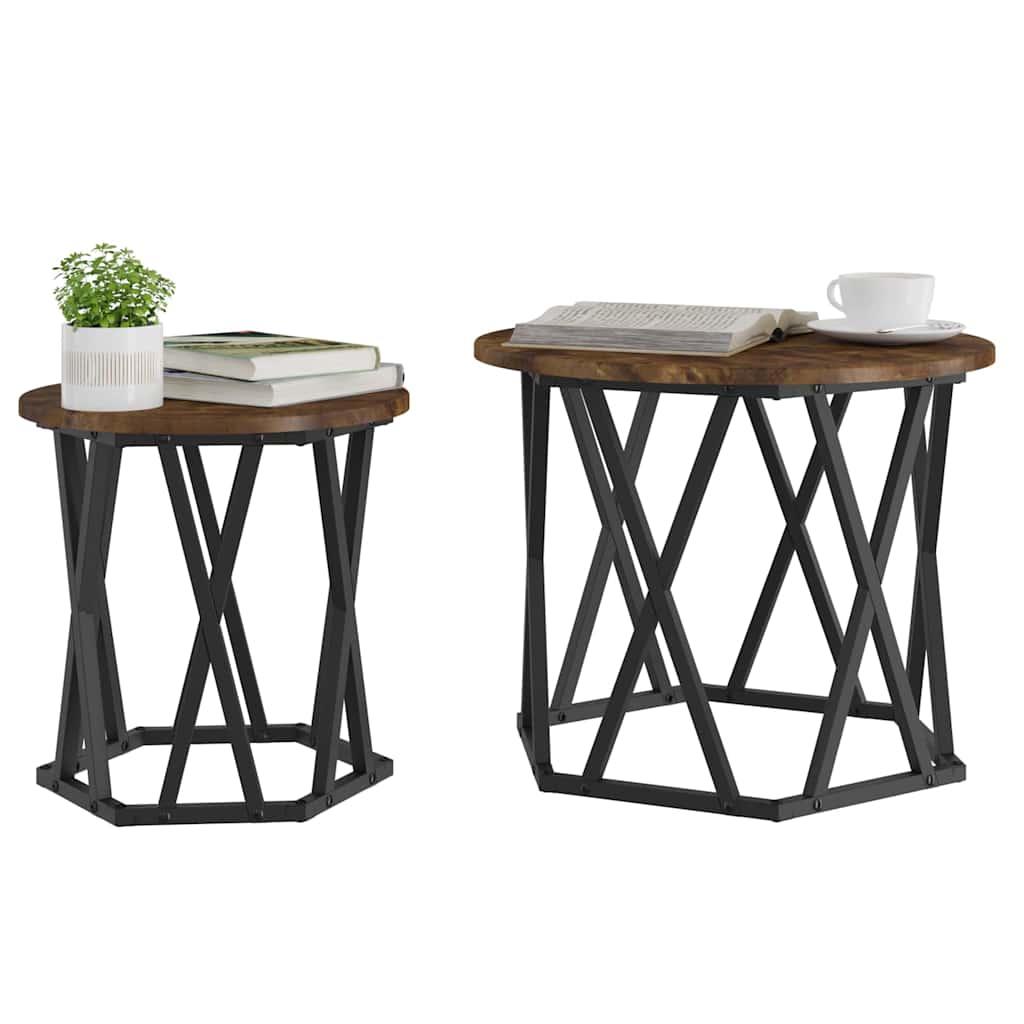Masă laterală 2 pcs Stejar afumat 50 x 50 x 40 cm GartenMobel Dekor