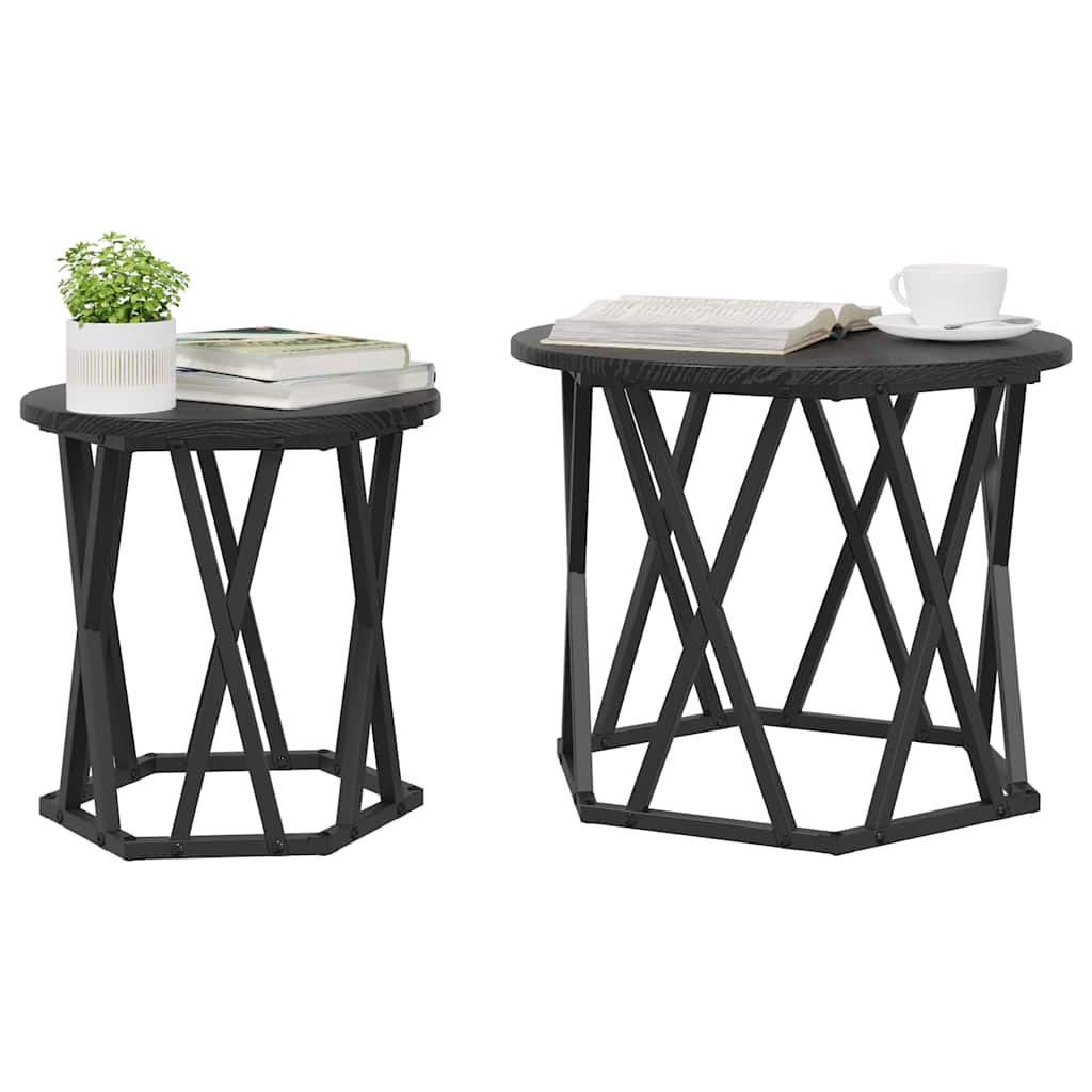 Masă laterală 2 pcs Stejar negru 50 x 50 x 40 cm GartenMobel Dekor