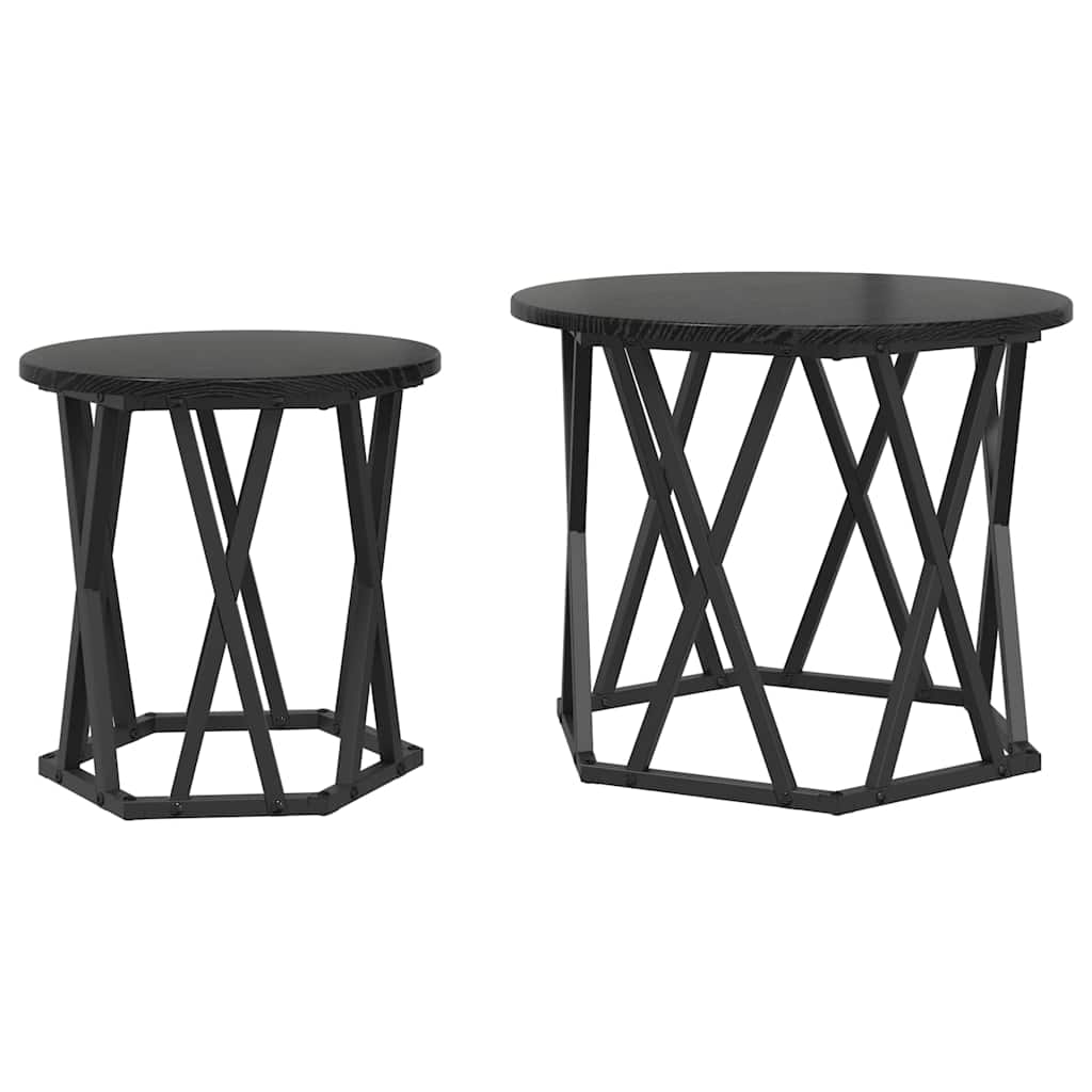 Masă laterală 2 pcs Stejar negru 50 x 50 x 40 cm GartenMobel Dekor