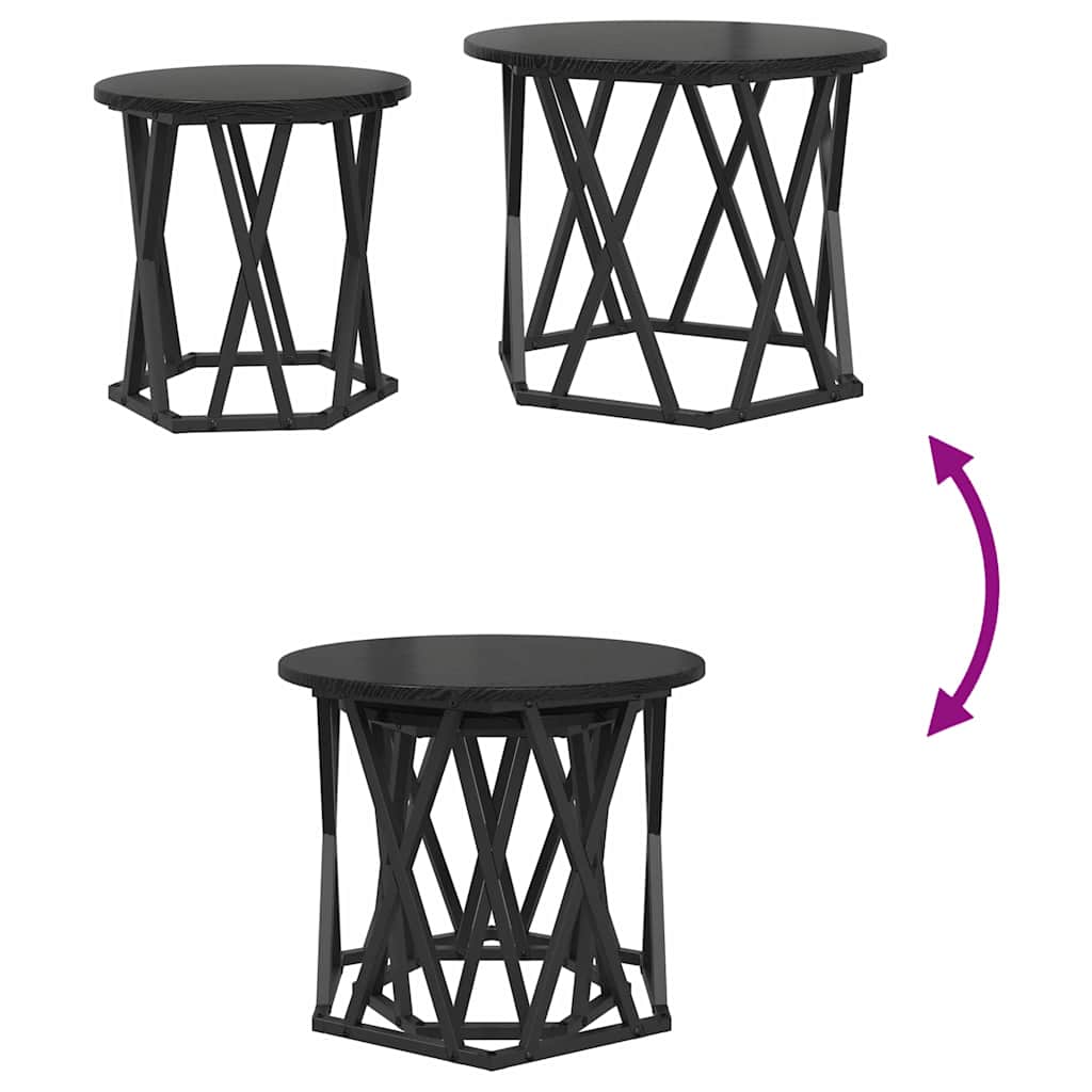 Masă laterală 2 pcs Stejar negru 50 x 50 x 40 cm GartenMobel Dekor