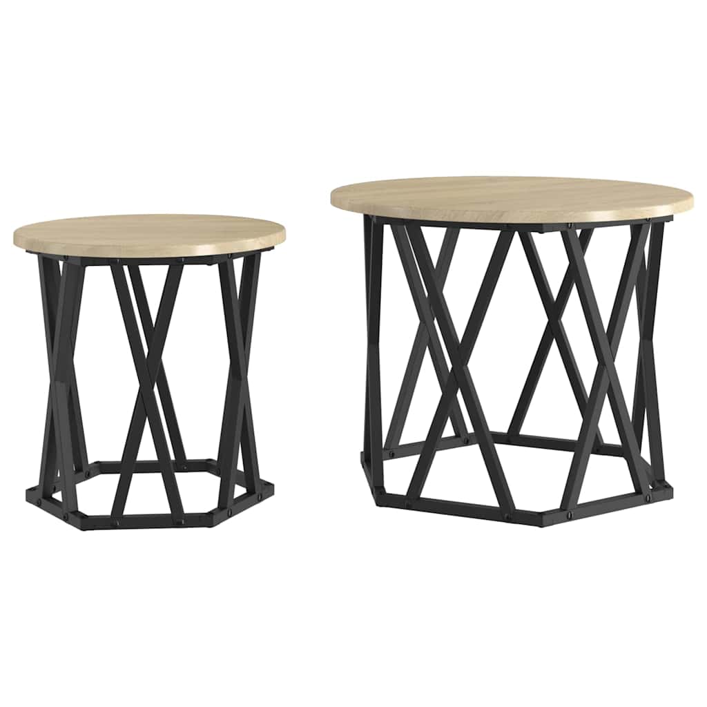 Masă laterală 2 pcs Stejar sonoma 50 x 50 x 40 cm GartenMobel Dekor