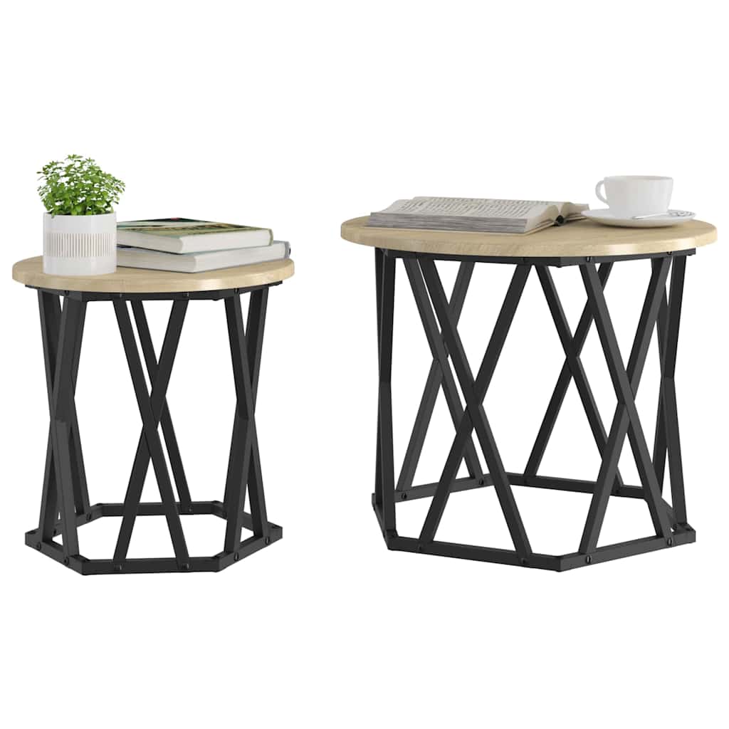 Masă laterală 2 pcs Stejar sonoma 50 x 50 x 40 cm GartenMobel Dekor