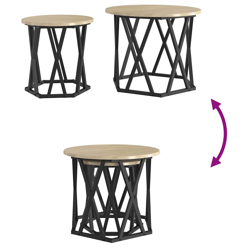 Masă laterală 2 pcs Stejar sonoma 50 x 50 x 40 cm GartenMobel Dekor