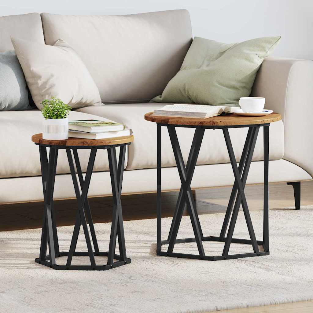 Masă de cafea 2 pcs Lemn vechi 50 x 50 x 50 cm GartenMobel Dekor