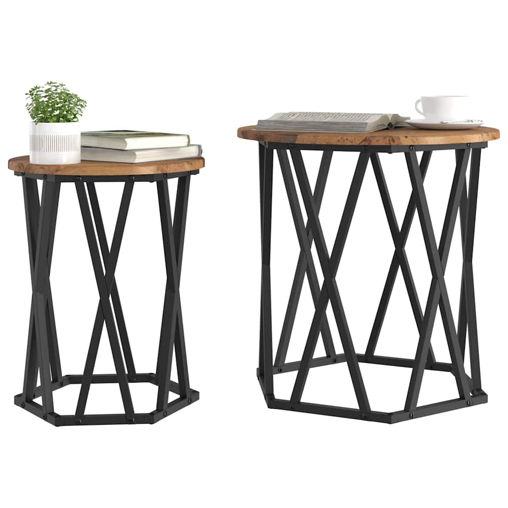 Masă de cafea 2 pcs Lemn vechi 50 x 50 x 50 cm GartenMobel Dekor