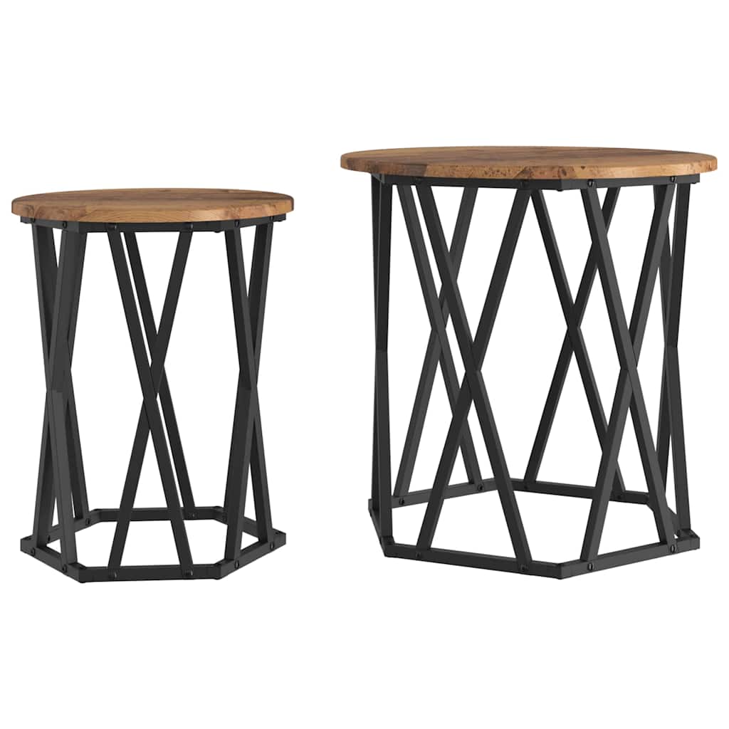 Masă de cafea 2 pcs Lemn vechi 50 x 50 x 50 cm GartenMobel Dekor