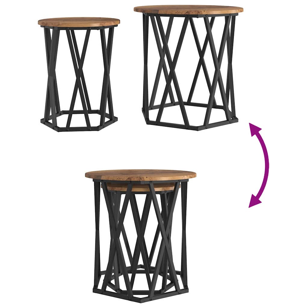 Masă de cafea 2 pcs Lemn vechi 50 x 50 x 50 cm GartenMobel Dekor