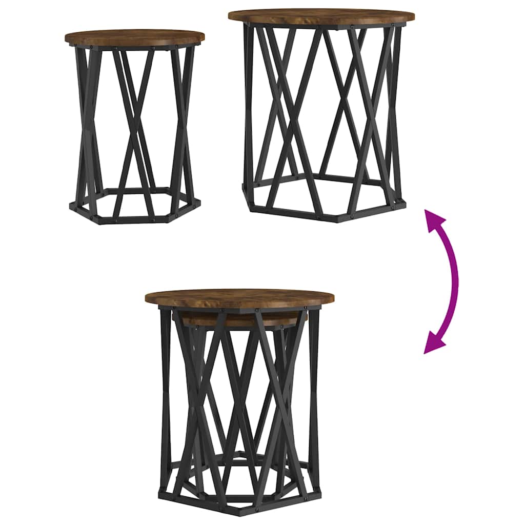Masă de cafea 2 pcs Stejar afumat 50 x 50 x 50 cm GartenMobel Dekor