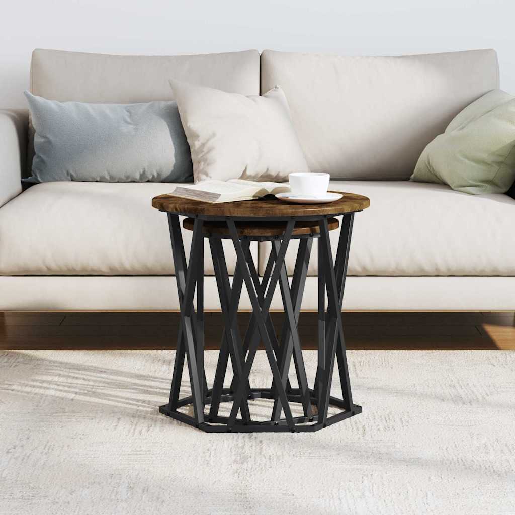 Masă de cafea 2 pcs Stejar afumat 50 x 50 x 50 cm GartenMobel Dekor