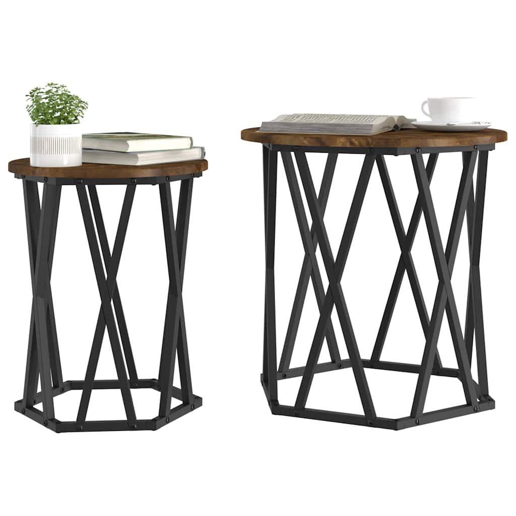 Masă de cafea 2 pcs Stejar afumat 50 x 50 x 50 cm GartenMobel Dekor