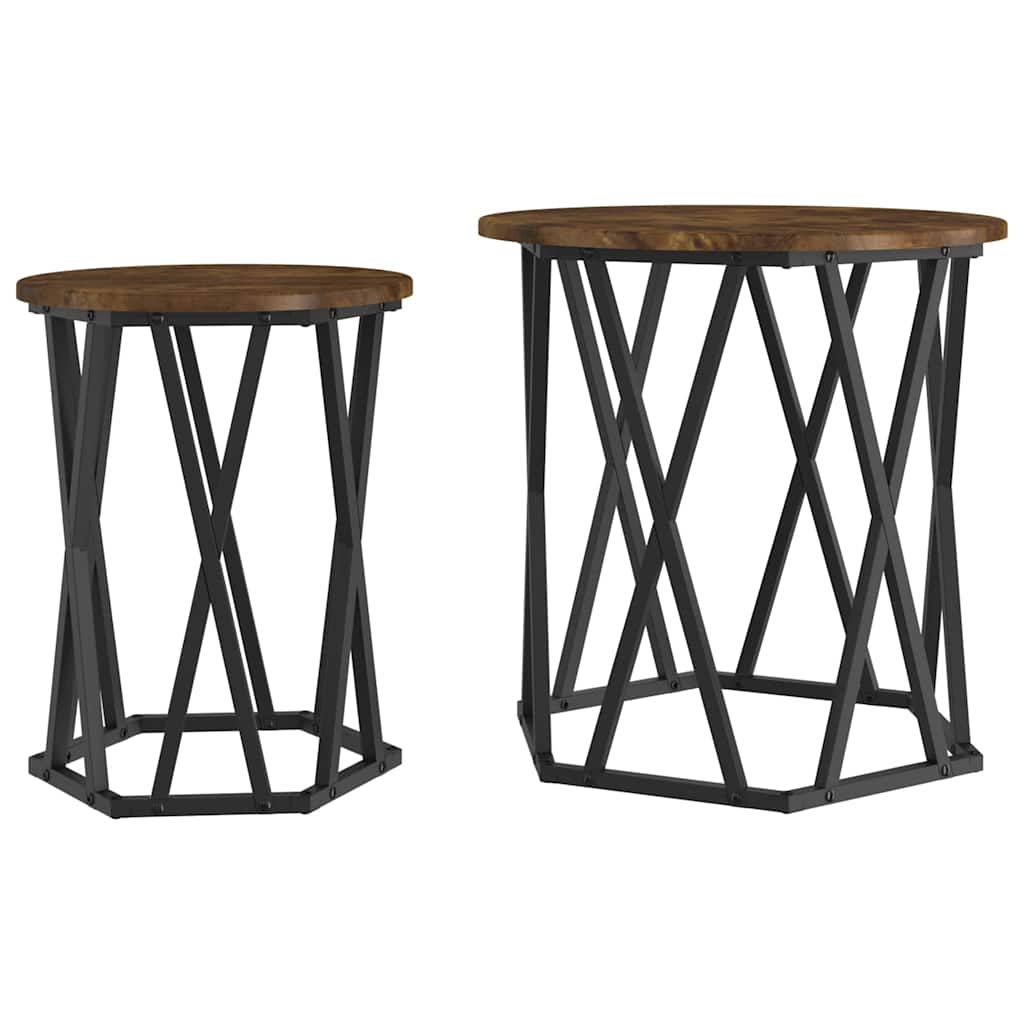 Masă de cafea 2 pcs Stejar afumat 50 x 50 x 50 cm GartenMobel Dekor