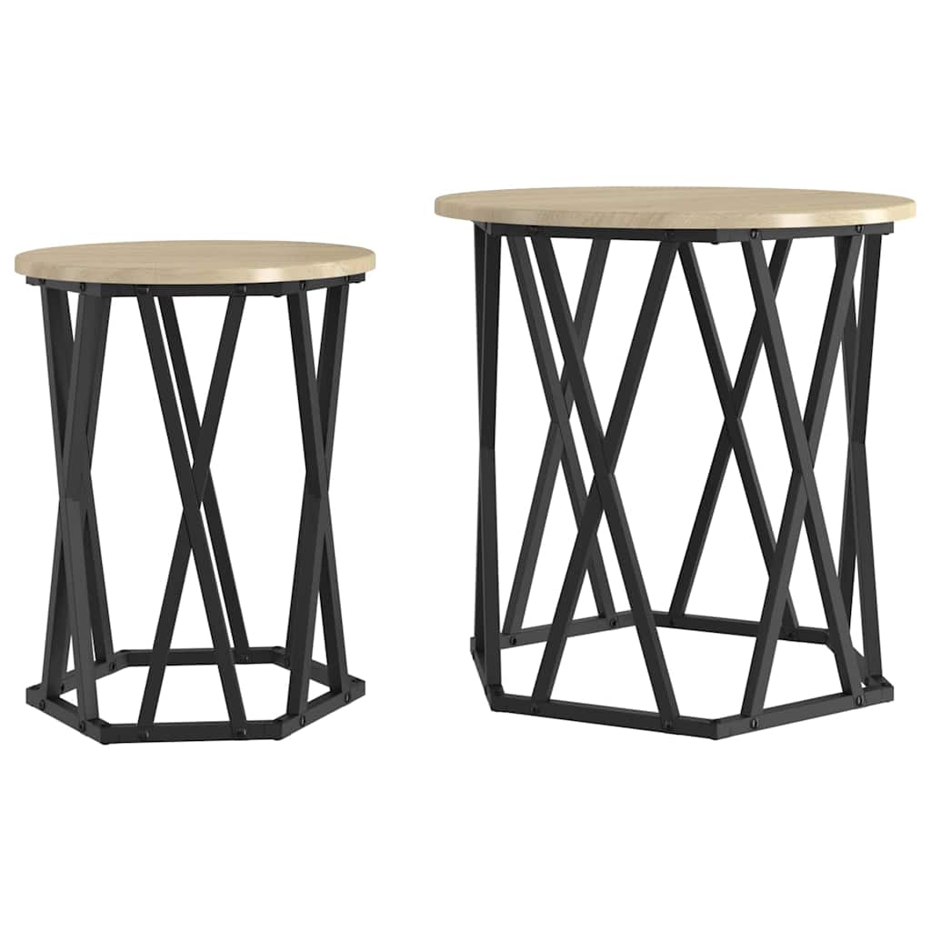 Masă de cafea 2 pcs Stejar sonoma 50 x 50 x 50 cm GartenMobel Dekor