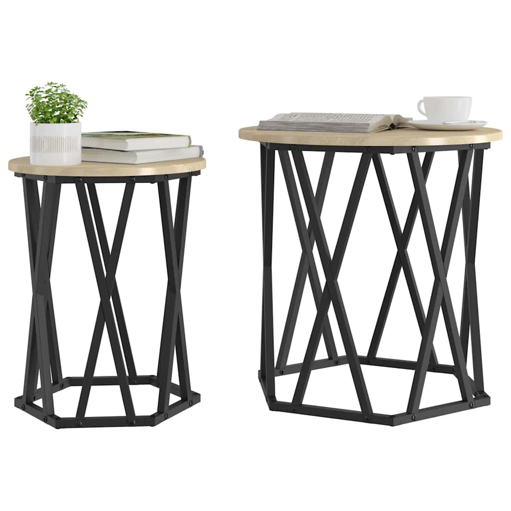 Masă de cafea 2 pcs Stejar sonoma 50 x 50 x 50 cm GartenMobel Dekor