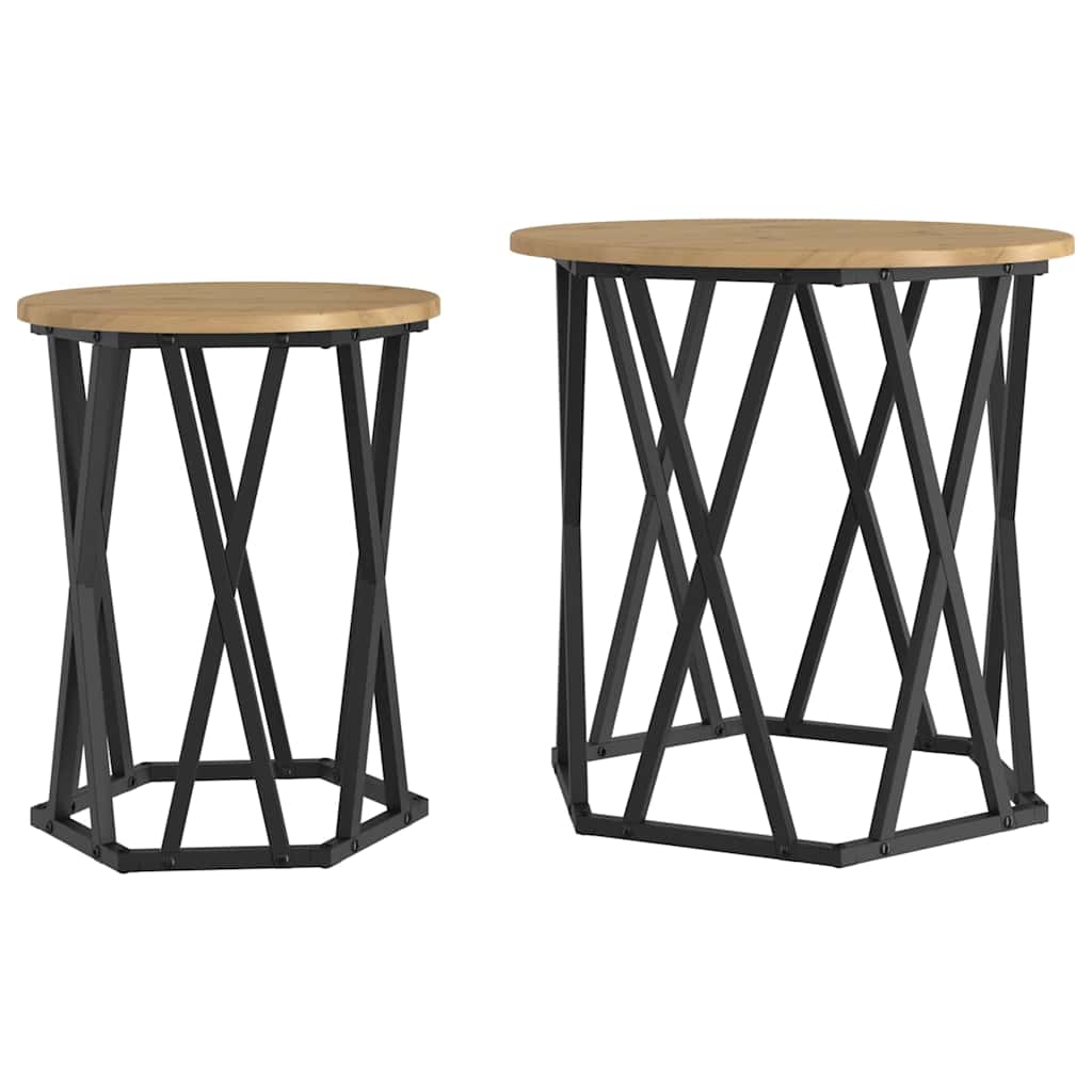 Masă de cafea 2 pcs stejar artizanal 50 x 50 x 50 cm GartenMobel Dekor