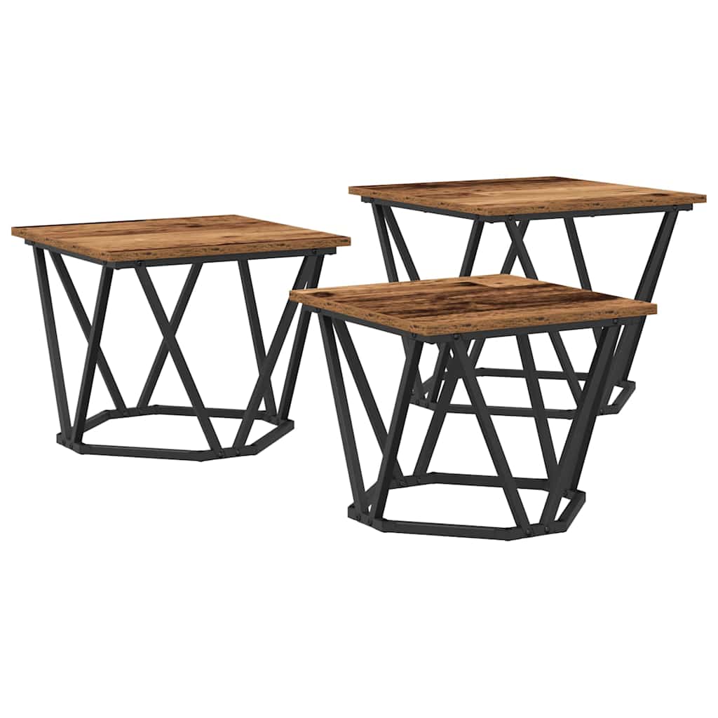 Masă de cafea 3 pcs Lemn vechi 50 x 50 x 40 cm GartenMobel Dekor